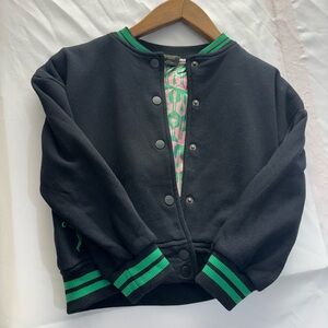 Children's Black and Green Snap-Button Jacket